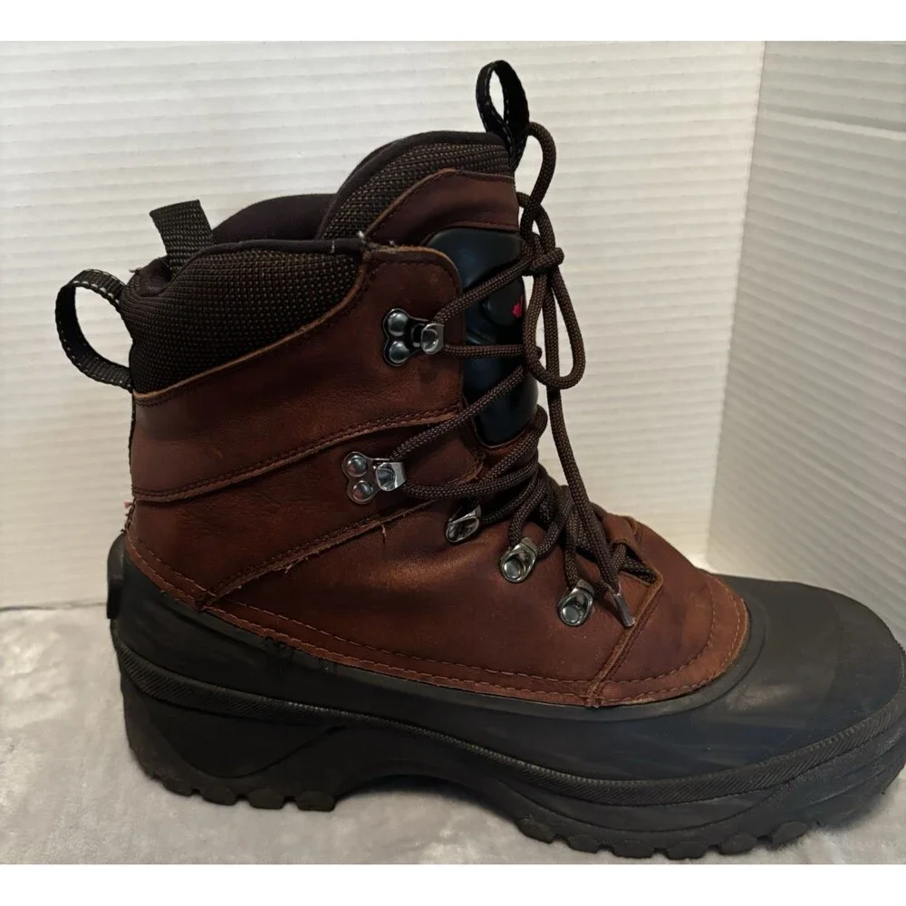Baffin Thunder Winter Boots Bark Brown Leather Wool Liner Men's 12 Cold Climate